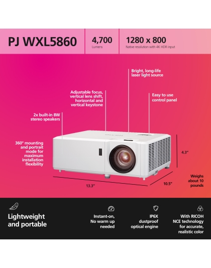 Ricoh PJ WXL5860 DLP Portable Projector