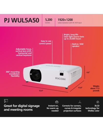 Ricoh PJ WUL5A50 LCD Portable Projector
