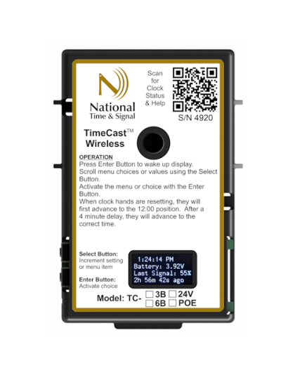 Line Power WiFi or RF Synchronized Analog Clock