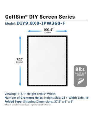 -Inch GolfSim DIY ImpactWhite Portable  Front Projection Screen