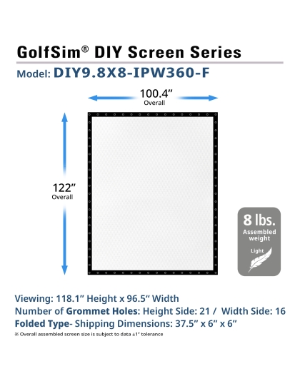 -Inch GolfSim DIY ImpactWhite Portable  Front Projection Screen