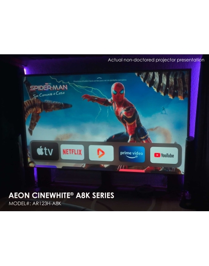 138-Inch Aeon CineWhite A8K Series Fixed Frame Acoustically Transparent 2.35:1 Front Projection Screen