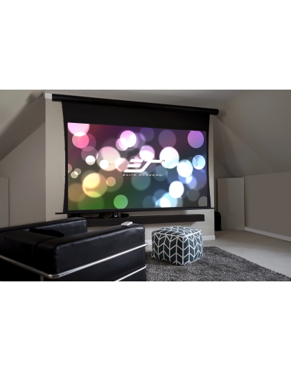 150-Inch Saker Tab-Tension AcousticPro UHD Series Electric Tab Tension Acoustically Transparent 16:9 Front Projection Screen