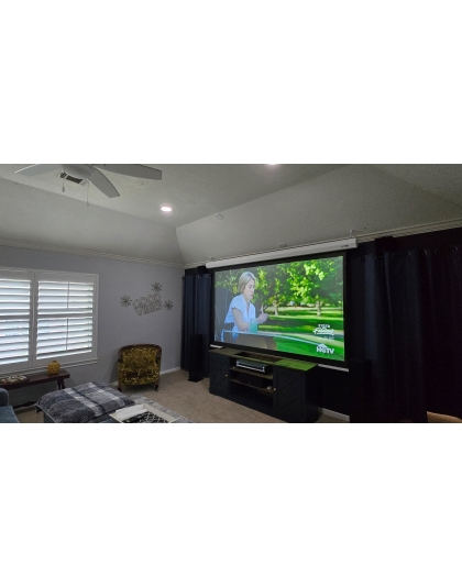 110-Inch Starling Tab-Tension CineGrey 4D AT Series Electric Tab Tension Acoustically Transparent 16:9 Front Projection Screen