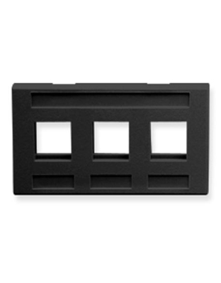 FACEPLATE, FURNITURE, 3-PORT, BLACK
