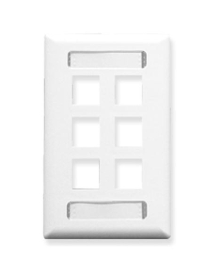 FACEPLATE, ID, 1-GANG, 6-PORT, WHITE