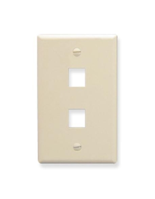 FACEPLATE, FLAT, 1-GANG, 2-PORT, ALMOND