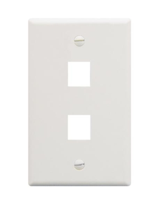 FACEPLATE, FLAT, 1-GANG, 2-PORT, WHITE