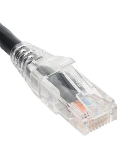 PATCH CORD CAT6 CLEAR BOOT 1' BLACK
