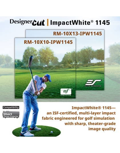Designer Cut, 98-Inch Diag, 10'x13' ImpactWhite DIY Raw Projector Screen Material for Golf/Multi-Sport Simulation, RM-10X13-IPW