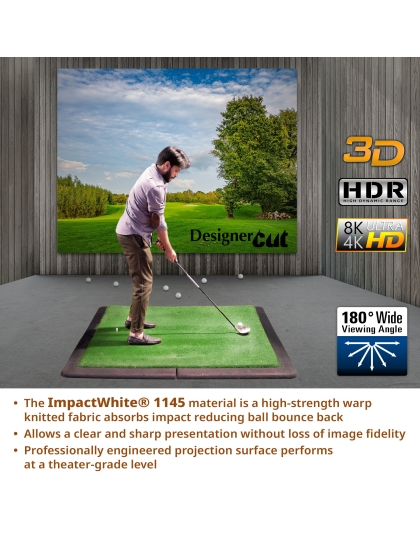 Designer Cut, 98-Inch Diag, 10'x13' ImpactWhite DIY Raw Projector Screen Material for Golf/Multi-Sport Simulation, RM-10X13-IPW