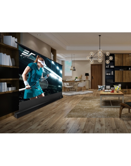 150-Inch Kestrel Tab-Tension 3 CineGrey 4D Series Electric Floor-Rising 16:9 Front Projection Screen